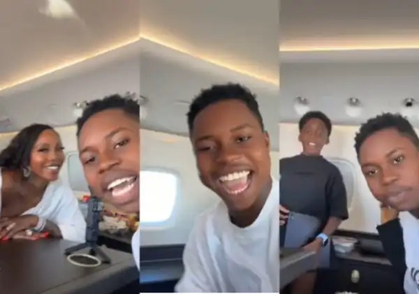 Peller Radiates with Joy as Tiwa Savage treats Him a Luxurious First Private Jet Experience