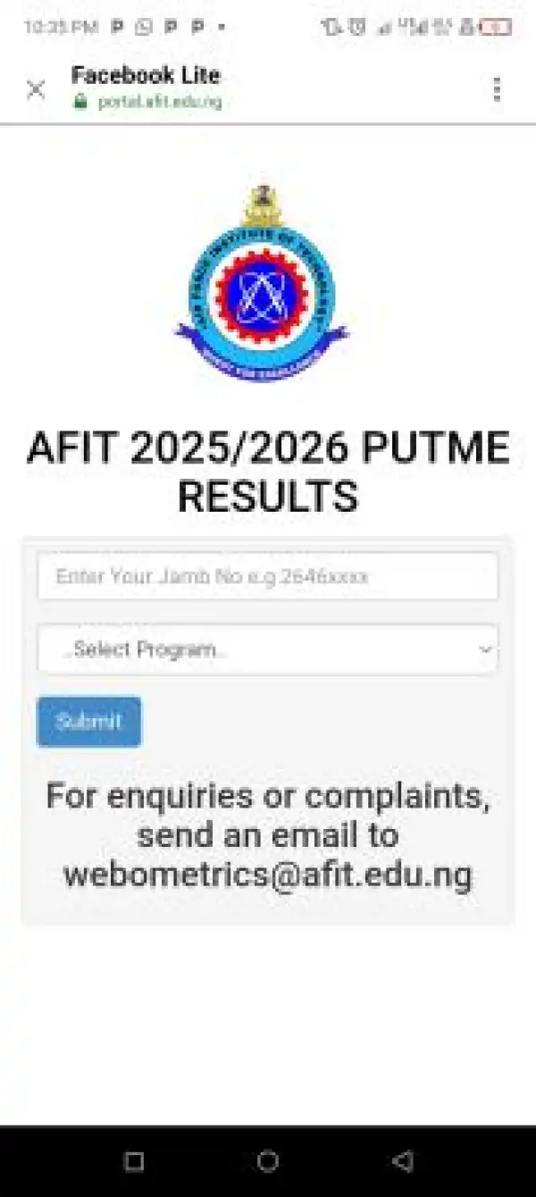 AFIT releases Post-UTME screening results, 2025/2026