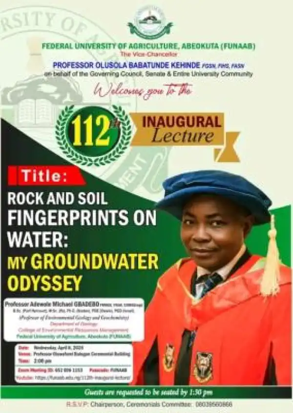 FUNAAB announces 112th Inaugural Lecture