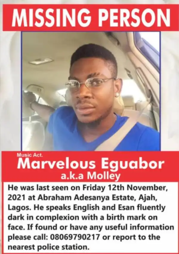 Nigerian Artist, Marvelous Eguabor Declared Missing