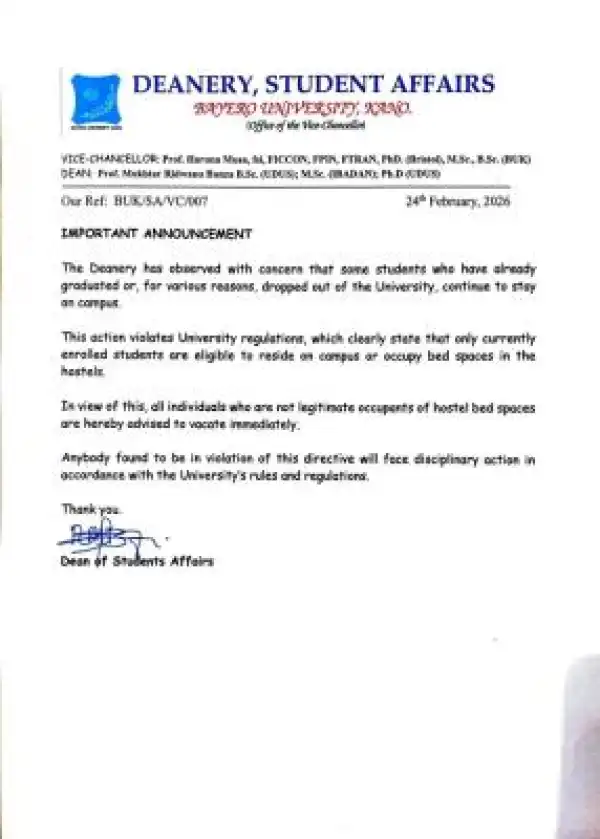 BUK orders non-students to vacate hostels immediately