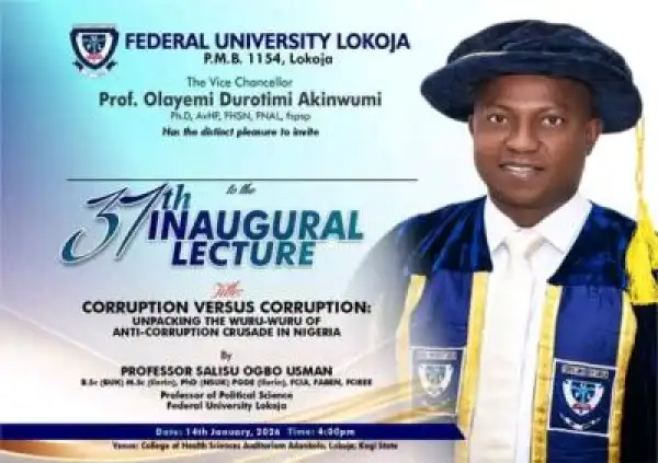 FULOKOJA announces 37th inaugural lecture