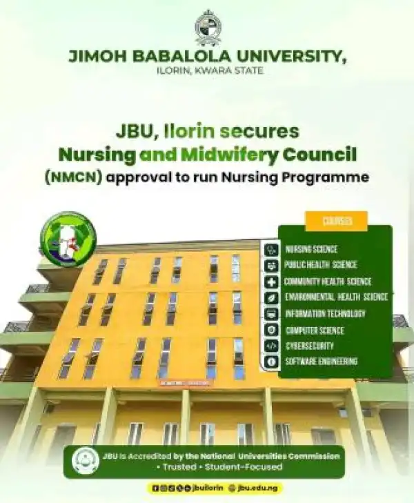 Jimoh Babalola University secures approval to commence Nursing Science Programme