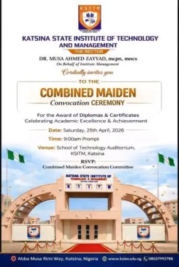 Katsina State Institute of Tech and Mgt announces maiden combined convocation ceremony