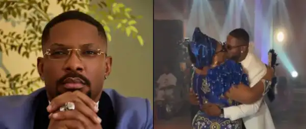 “This Isn’t Our Way In Naija”- Netizens React As BBN’s Cross Kisses Mother On Lips At His Wedding