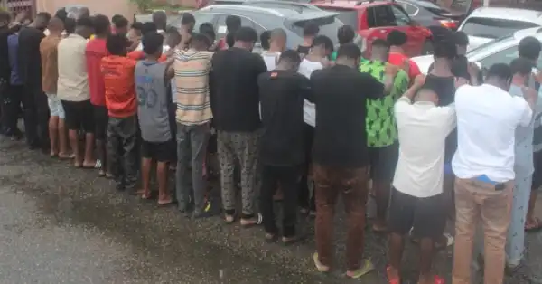 EFCC Arrests 52 Suspected Internet Fraudsters And Their Exotic Cars in Delta State (Photos)