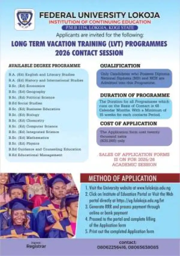 FULOKOJA commences sales of application forms for 2026 Long Term Vacation Training Programme
