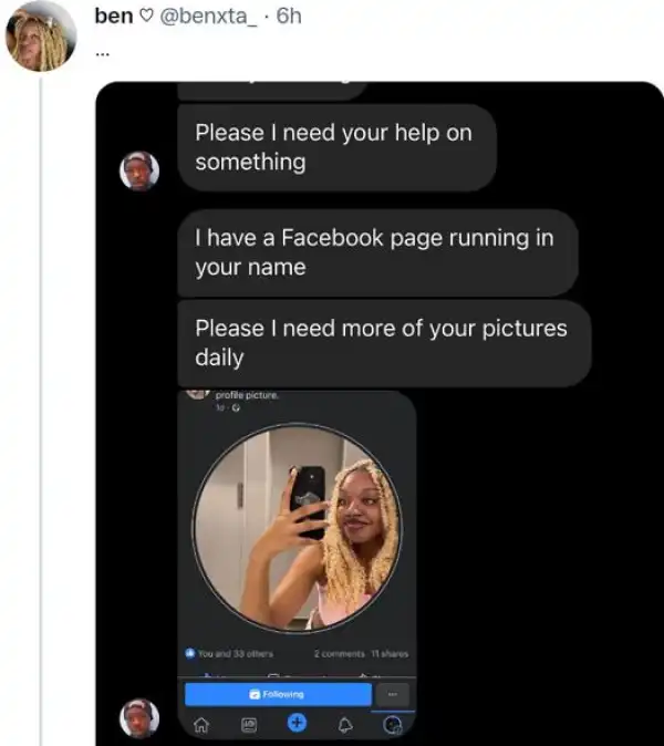 Nigerian Lady Shares The Message She Received From A Suspected Imposter