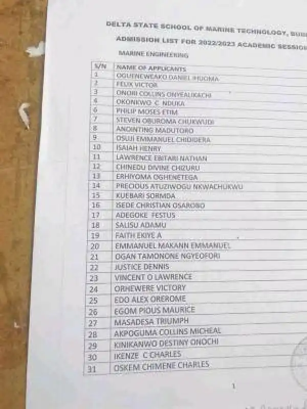 DESOMATECH admission list on school