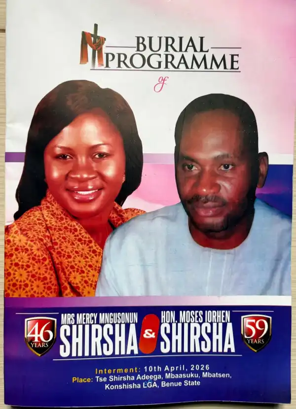 Ex-Benue LG chairman, wife buried same day in Konshisha