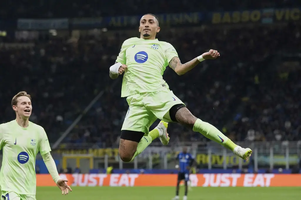 UCL: Raphinha equals Ronaldo’s record after scoring in Inter vs Barcelona clash