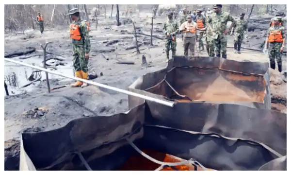 Navy dismantles illegal refinery in Rivers, recovers 20,000 litres of stolen crude