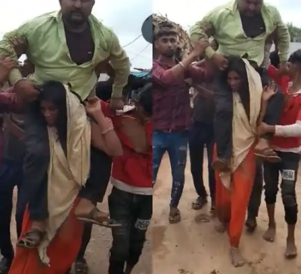 Cheating Wife Forced To Carry Her Husband Through Streets After Being Caught In Her Lover