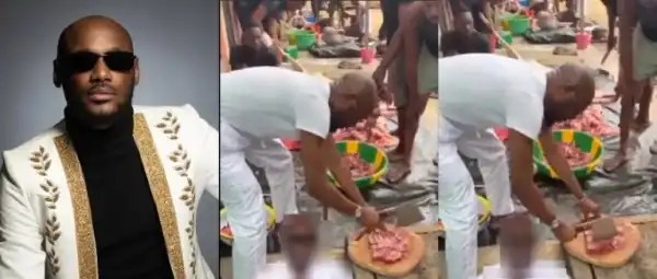 “Is This Not 2Baba?”- Man Reacts To Video Of 2Baba’s Lookalike Butchering Meat
