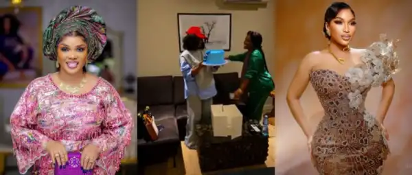 Iyabo Ojo Surprises Tonto Dikeh with Belated Birthday Cake