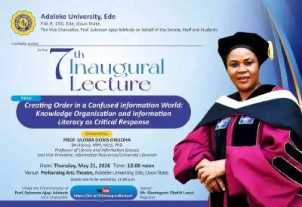 Adeleke University announces 7th Inaugural Lecture