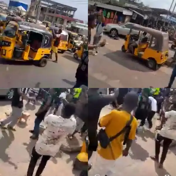 Enugu residents barricade road as they protest against the increase in petrol pump prices