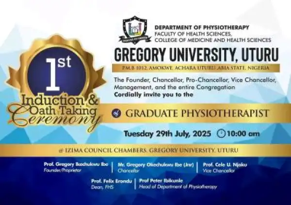 Gregory University announces 1st induction ceremony for Physiotherapist