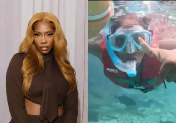 Tiwa Savage Dives Underwater With Sharks, Fans React