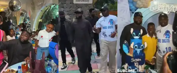 “Home Training Wan Wound OBO”- Davido Wins Hearts as He Greets Guests at Ubi Franklin’s Son’s 10th Birthday Party