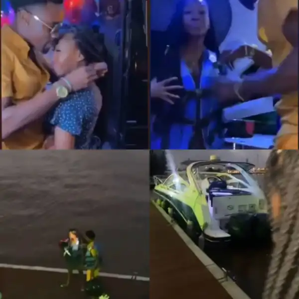 BBNaija: BBNaija Star, Neo Akpofure Takes His Girlfriend, Vee On a Boat Cruise on Her 25th Birthday