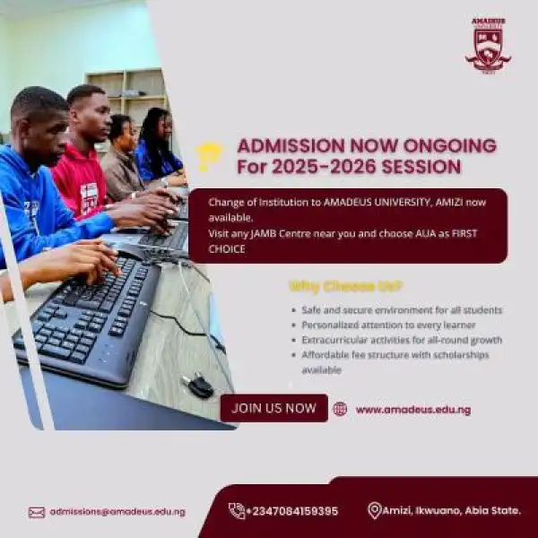 Amadeus University, Abia releases admission form for 2025/2026 session