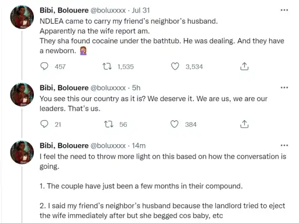 Nigerian Woman Reports Her Husband To NDLEA After She Found Cocaine in the Bathtub