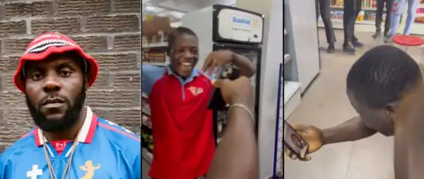 Odumodublvck Gifts ₦500K To Sales Boy After His Viral Freestyle Performance