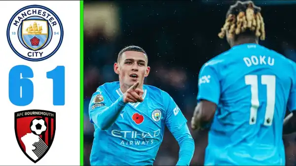 Manchester City vs Bournemouth 6 - 1 (Premier League Goals & Highlights)