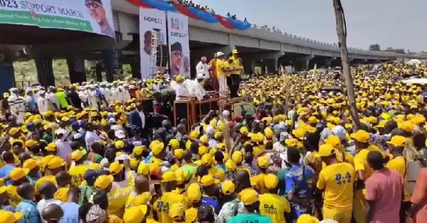 POLITICS2023: Roads blocked as APC members walk for Tinubu, Abiodun in Ogun