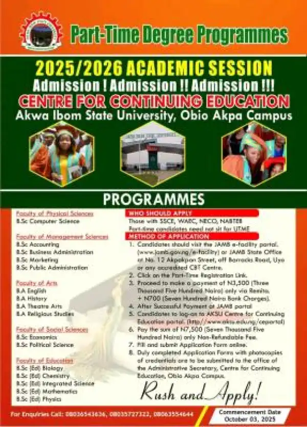 AKSU releases Part-time degree admission form, 2025/2026