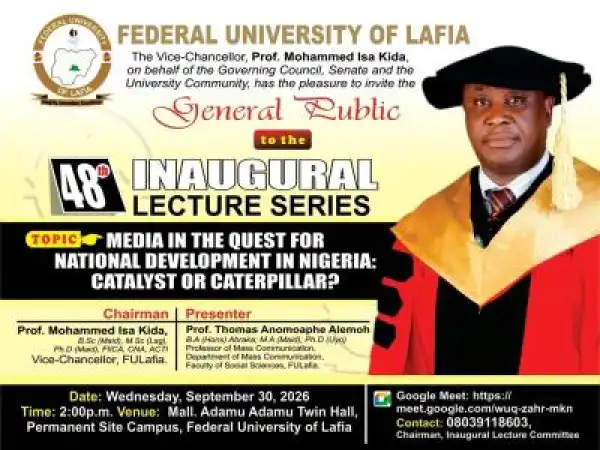 FULafia announces 48th Inaugural Lecture