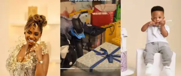 “I’m Overwhelmed”- Priscilla Ojo Flaunts Gifts Son Rakeem Received At Birthday Party