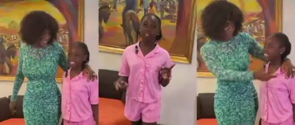 Proud mama! Mercy Johnson shares video of her daughter, Angel speaking French like a pro