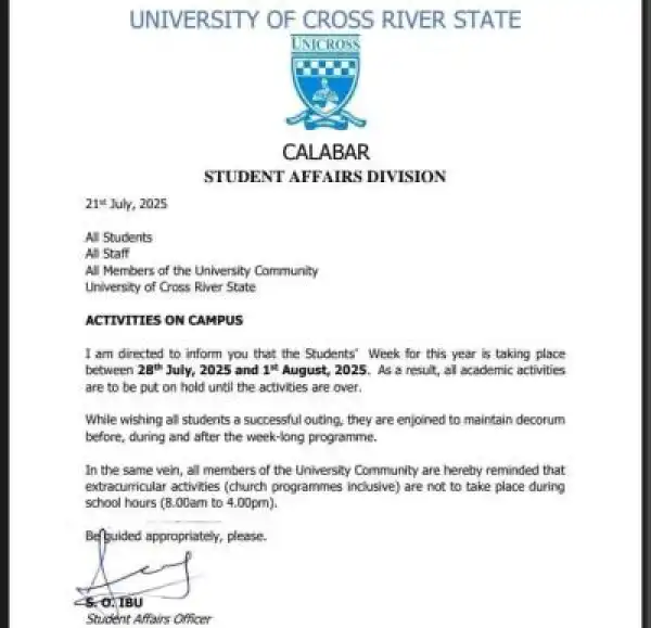UNICROSS notice on students
