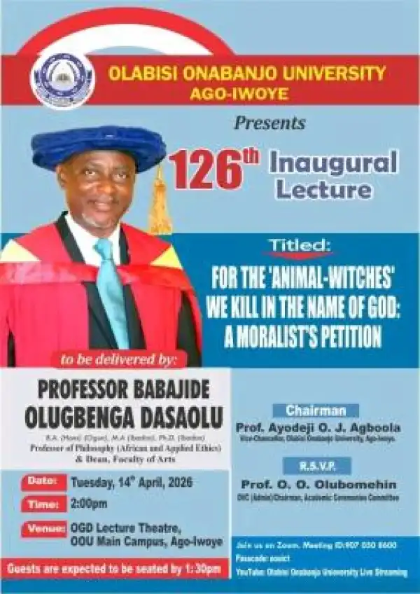 OOU announces 126th inaugural lecture