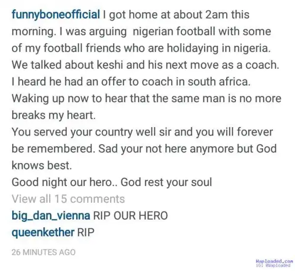#RIPKeshi: Comedian Funnybone pays sad tribute to Keshi