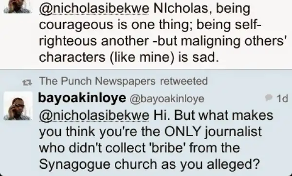 Another reporter present at Synagogue comes for Nicholas Ibekwe