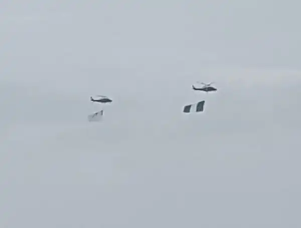 Helicopters With Flags Seen Flying Over Lagos 