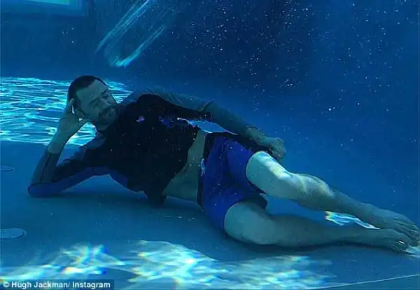 Hugh Jackman Post Underwater Chilling Photo