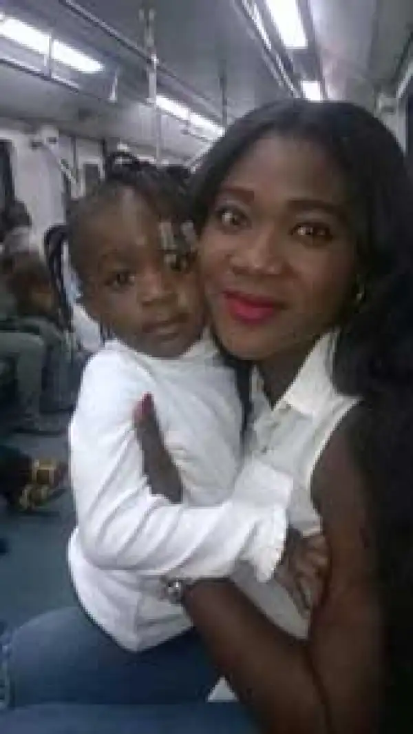 Mercy Johnson, daughter avoid Lagos traffic by riding GEJ’s train
