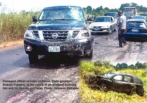 Photo: Benue state governor Suswam & his deputy in auto crash