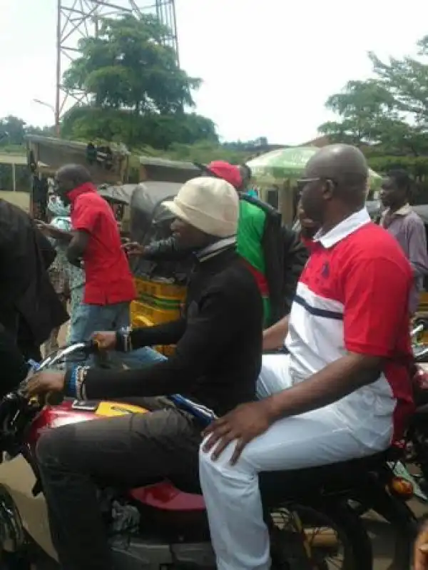 Photo: Gov. Ayo Fayose Rides On Okada This Morning