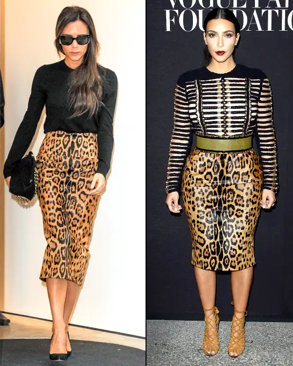 Who Wore It Better?: Victoria Beckham Vs. Kim Kardashian In Leopard Pencil Skirt