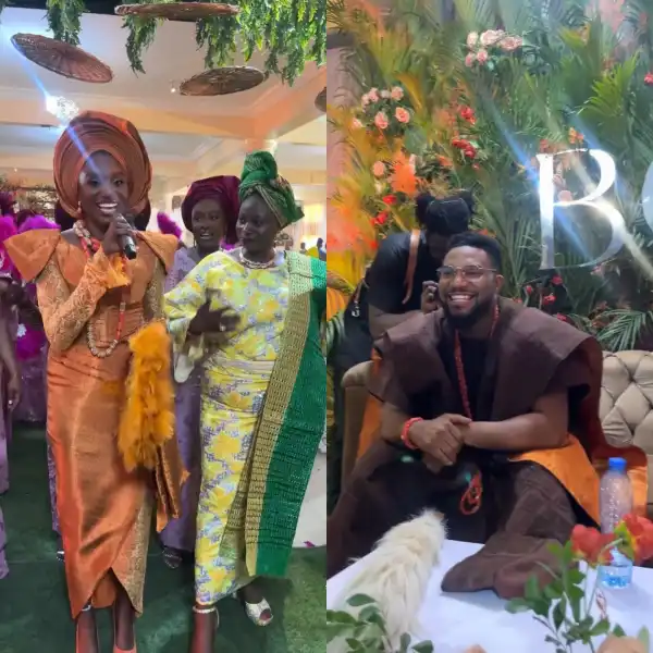 Video Of Actor, Kunle Remi Blushing As His Bride Tiwi Hails Him With Unique Names At Their Wedding