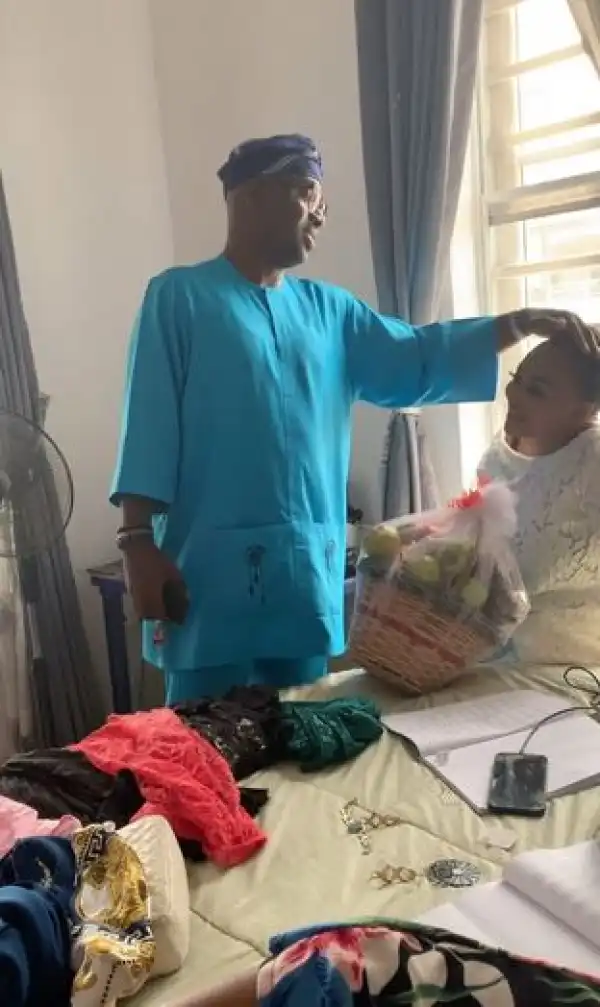 World Best Hubby - Mercy Aigbe Gushes Over Husband, Kazim Adeoti After He Paid Her A Surprise Visit While On A Movie Set (Video)