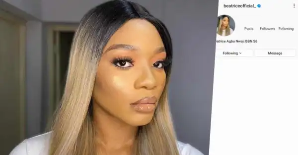 BBNaija: Reactions As Instagram Deletes Beatrice’s Account Hours After Verification