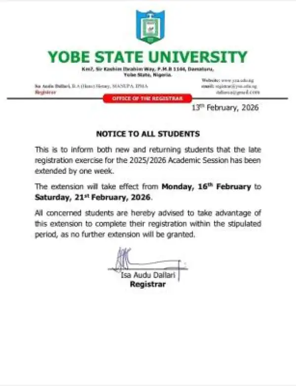 YSU extends late registration deadline for 2025/2026 session