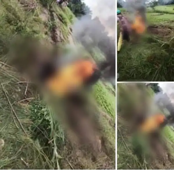 Angry mob sets tricycle robber ablaze in Akwa Ibom as police rescue two suspected thieves from being lynched for stealing wine and generator