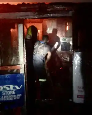 Property worth millions of naira destroyed as fire ravages 8 shops in Oyo [PHOTOS]